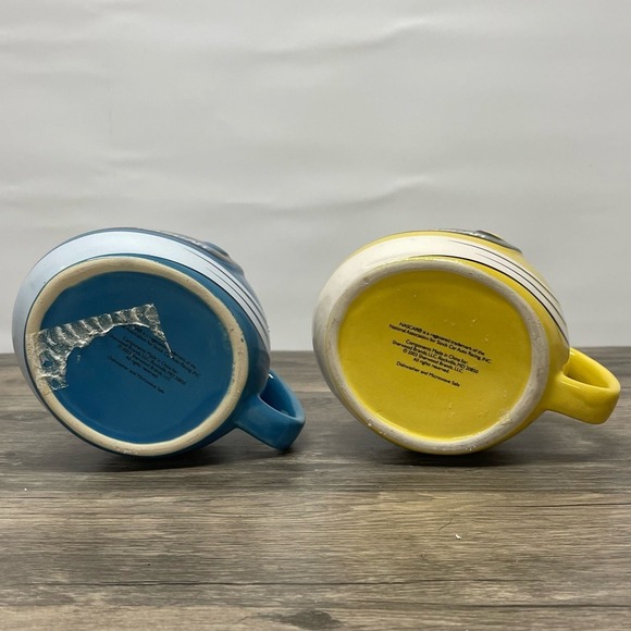NASCAR Helmet Mug Set 2003 Sherwood Brands Blue Yellow Racing Coffee Cups - Picture 2 of 4